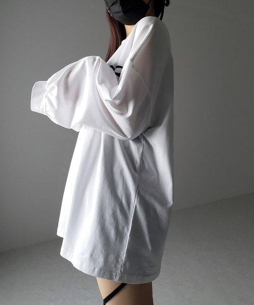 me+em select（ミームセレクト）の「【 ３color 】リボンプリントバレエコアビッグＴシャツ ／ ribbon print ballet core big Tee（Tシャツ/カットソー・レディース・ホワイト/ブラック/グレー・FREE）」の11枚目の写真