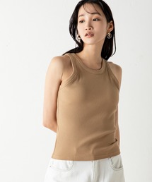 【カップ付き】肩周りを引き締め、美しく魅せるアメスリニットタンクトップ