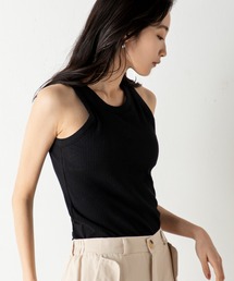 MILLION CARATS | 【カップ付き】肩周りを引き締め、美しく魅せるアメスリニットタンクトップ(Tシャツ/カットソー)