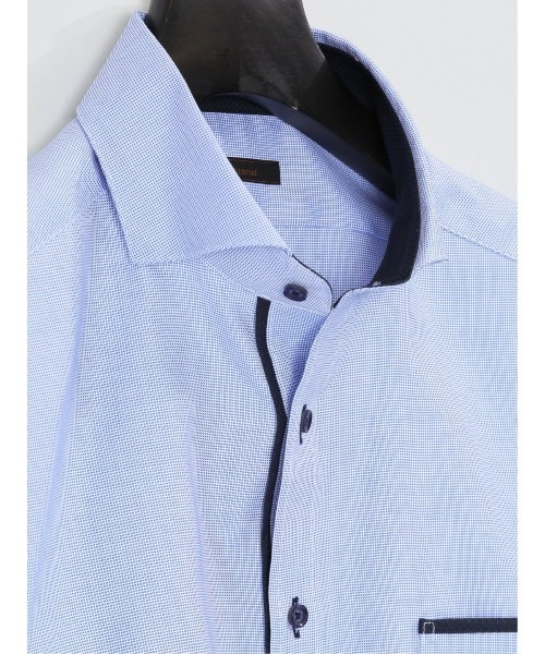 m.f.editorial(エムエフエディトリアル)の「【綿100% オックス】m.f.エディトリアル メンズ メランジ ワイドカラー7分袖シャツ(シャツ/ブラウス・メンズ・サックスブルー・LARGE/MEDIUM)」の6枚目の写真