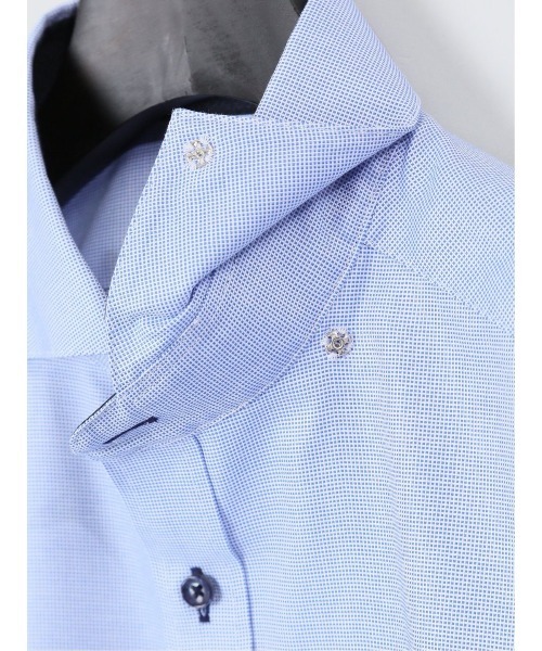 m.f.editorial(エムエフエディトリアル)の「【綿100% オックス】m.f.エディトリアル メンズ メランジ ワイドカラー7分袖シャツ(シャツ/ブラウス・メンズ・サックスブルー・LARGE/MEDIUM)」の7枚目の写真