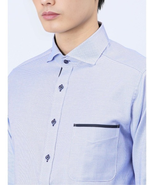 m.f.editorial(エムエフエディトリアル)の「【綿100% オックス】m.f.エディトリアル メンズ メランジ ワイドカラー7分袖シャツ(シャツ/ブラウス・メンズ・サックスブルー・LARGE/MEDIUM)」の12枚目の写真