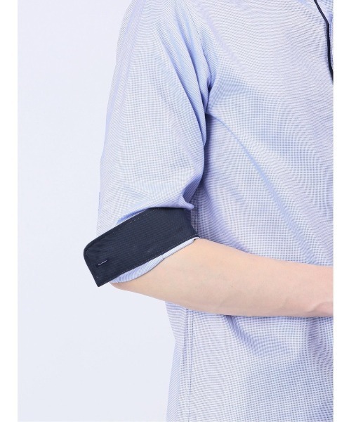 m.f.editorial(エムエフエディトリアル)の「【綿100% オックス】m.f.エディトリアル メンズ メランジ ワイドカラー7分袖シャツ(シャツ/ブラウス・メンズ・サックスブルー・LARGE/MEDIUM)」の13枚目の写真