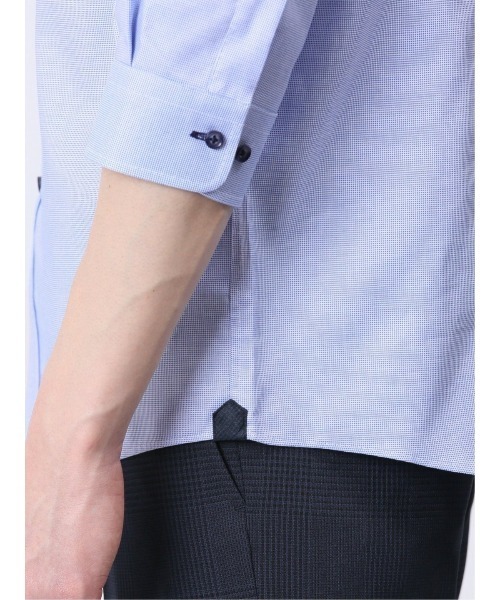 m.f.editorial(エムエフエディトリアル)の「【綿100% オックス】m.f.エディトリアル メンズ メランジ ワイドカラー7分袖シャツ(シャツ/ブラウス・メンズ・サックスブルー・LARGE/MEDIUM)」の14枚目の写真