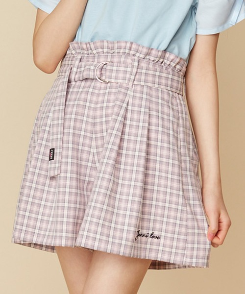 JENNI love（ジェニィラブ）の「【ウエスト調整可能】チェック柄キュロット（その他パンツ・キッズ・ピンク/イエロー/ブラック・130cm/140cm/150cm/160cm）」の3枚目の写真