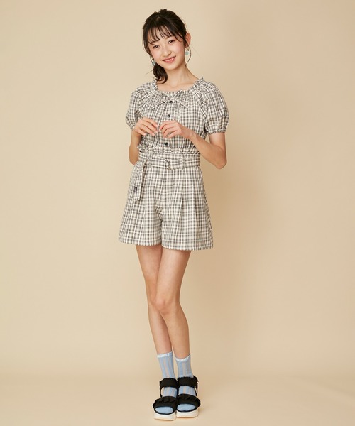 JENNI love（ジェニィラブ）の「【ウエスト調整可能】チェック柄キュロット（その他パンツ・キッズ・ピンク/イエロー/ブラック・130cm/140cm/150cm/160cm）」の10枚目の写真