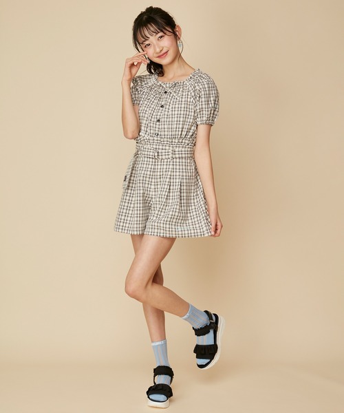 JENNI love（ジェニィラブ）の「【ウエスト調整可能】チェック柄キュロット（その他パンツ・キッズ・ピンク/イエロー/ブラック・130cm/140cm/150cm/160cm）」の11枚目の写真