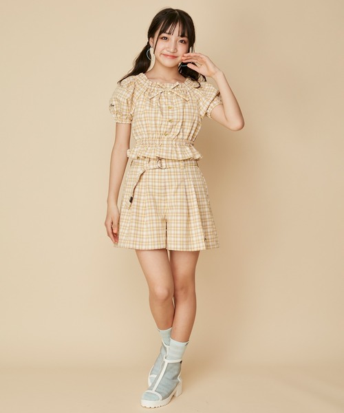 JENNI love（ジェニィラブ）の「【ウエスト調整可能】チェック柄キュロット（その他パンツ・キッズ・ピンク/イエロー/ブラック・130cm/140cm/150cm/160cm）」の17枚目の写真