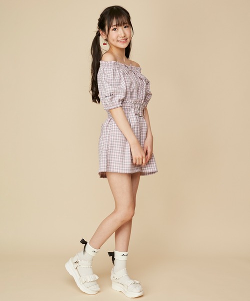 JENNI love（ジェニィラブ）の「【ウエスト調整可能】チェック柄キュロット（その他パンツ・キッズ・ピンク/イエロー/ブラック・130cm/140cm/150cm/160cm）」の6枚目の写真