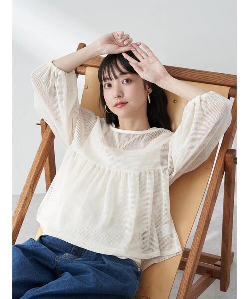 earth music&ecology(アースミュージックアンドエコロジー)の「マルチwayカラーメッシュブラウス(シャツ/ブラウス・レディース・アイボリー/ブラック/ライトブルー・FREE)」の11枚目の写真