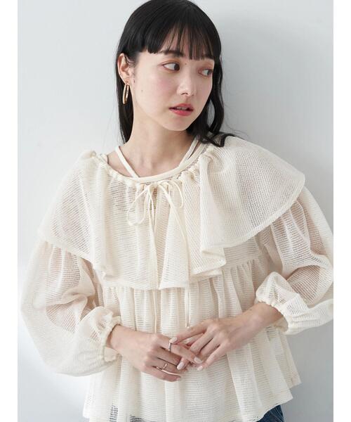 earth music&ecology(アースミュージックアンドエコロジー)の「マルチwayカラーメッシュブラウス(シャツ/ブラウス・レディース・アイボリー/ブラック/ライトブルー・FREE)」の22枚目の写真