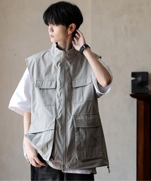 neos | 【neos】ルーズシルエット フラップポケット スタンドネック リップ ワーク ベスト(ベスト)