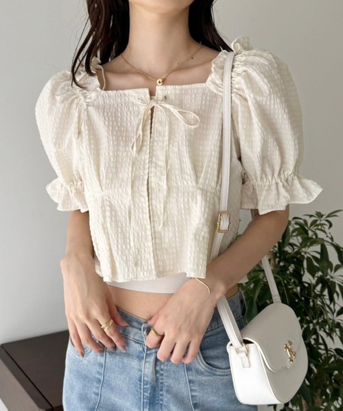 one after another NICE CLAUP(ワンアフターアナザーナイスクラップ)の「オフショルブラウス【WEB限定アイテム】(シャツ/ブラウス・レディース・ブラック/アイボリー/サックスブルー/オフホワイト・FREE)」の5枚目の写真