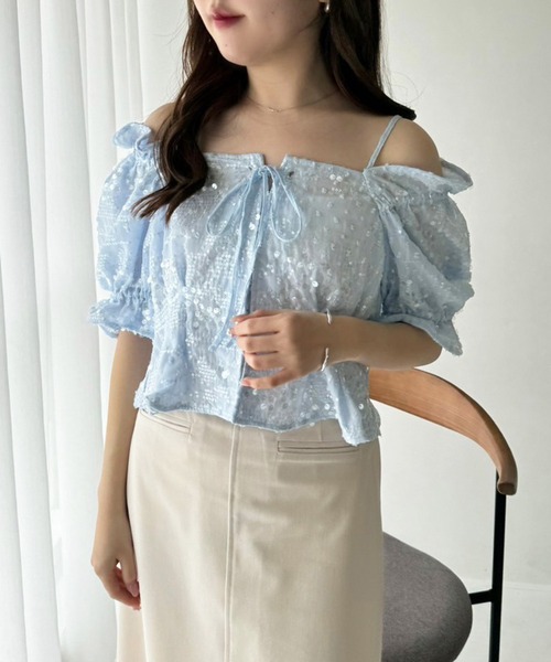 one after another NICE CLAUP(ワンアフターアナザーナイスクラップ)の「オフショルブラウス【WEB限定アイテム】(シャツ/ブラウス・レディース・ブラック/アイボリー/サックスブルー/オフホワイト・FREE)」の19枚目の写真