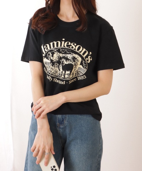 Lace Ladies(レースレディース)の「ビッグシルエット クルーネック 半袖 プリント プルオーバー(Tシャツ/カットソー・レディース・グレー/ブラック/ホワイト/ワインレッド・M/XL)」の2枚目の写真