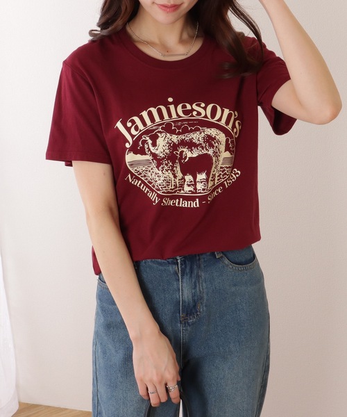 Lace Ladies(レースレディース)の「ビッグシルエット クルーネック 半袖 プリント プルオーバー(Tシャツ/カットソー・レディース・グレー/ブラック/ホワイト/ワインレッド・M/XL)」の10枚目の写真
