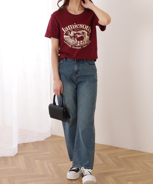 Lace Ladies(レースレディース)の「ビッグシルエット クルーネック 半袖 プリント プルオーバー(Tシャツ/カットソー・レディース・グレー/ブラック/ホワイト/ワインレッド・M/XL)」の12枚目の写真