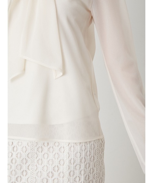 SNIDEL（スナイデル）の「トリコットシアーボウタイプルオーバー（Tシャツ/カットソー・レディース・ベージュ/ミント/アイボリー・FREE）」の9枚目の写真