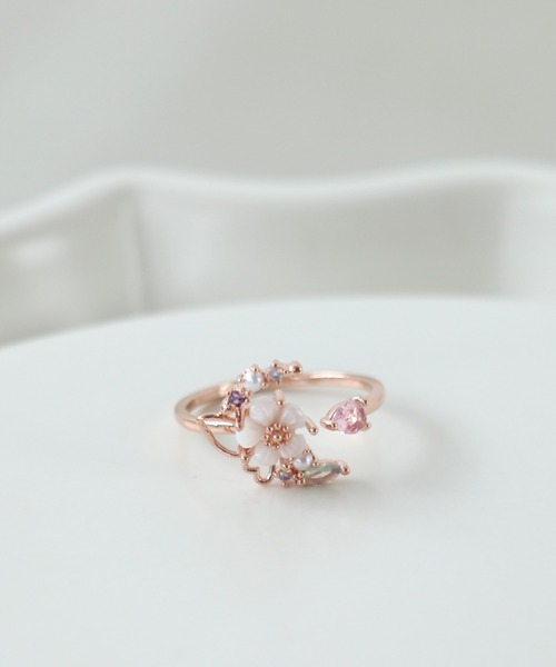 フラワー蝶々フリーリング（リング）｜Three Four Time（スリーフォー