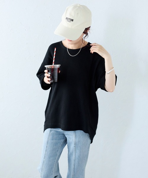 Fizz(フィズ)の「【Fizz/フィズ】 ワッフルドルマンプルオーバー(Tシャツ/カットソー・レディース・ブルー/ブラック/ホワイト・M)」の22枚目の写真
