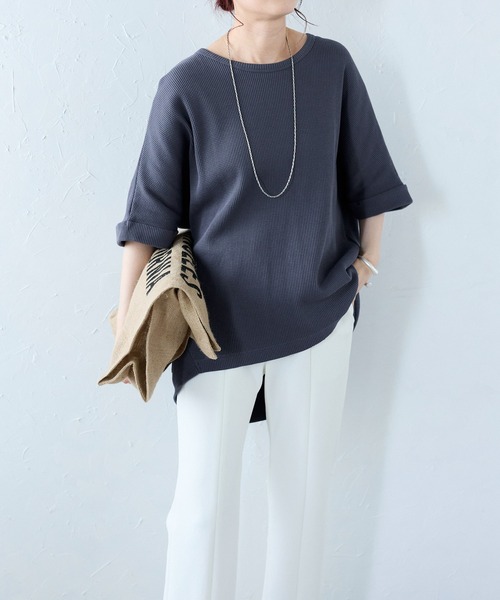 Fizz(フィズ)の「【Fizz/フィズ】 ワッフルドルマンプルオーバー(Tシャツ/カットソー・レディース・ブルー/ブラック/ホワイト・M)」の13枚目の写真