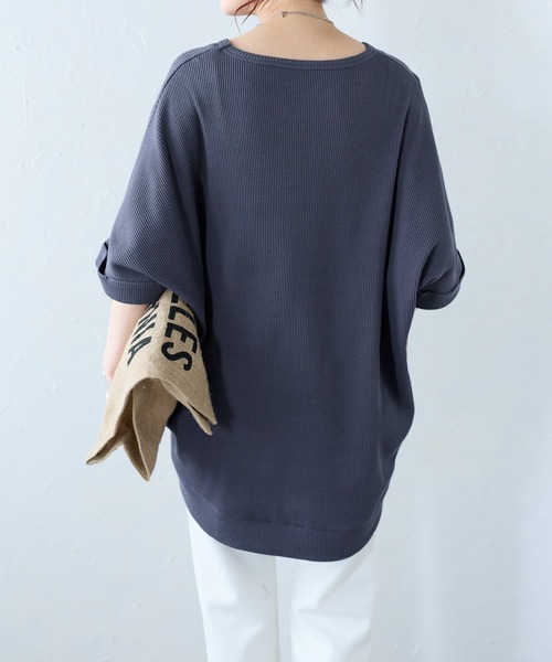 Fizz(フィズ)の「【Fizz/フィズ】 ワッフルドルマンプルオーバー(Tシャツ/カットソー・レディース・ブルー/ブラック/ホワイト・M)」の4枚目の写真