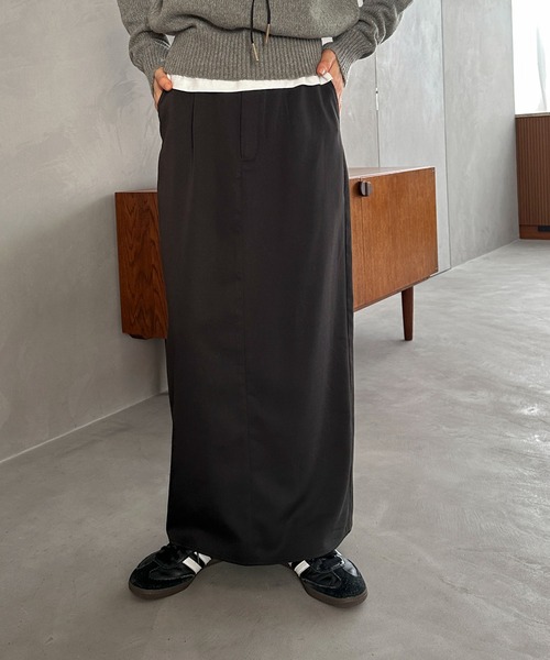 feepur(フェピュール)の「スラックスロングスカート(スカート・レディース・ブラック/グレー・SMALL/MEDIUM)」の1枚目の写真