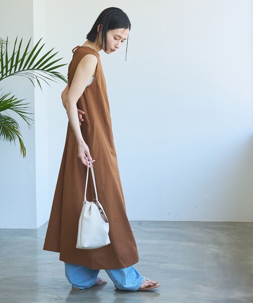 coen（コーエン）の「コットンリネンフレアワンピース（ワンピース・レディース・オレンジ系その他/ブラック/ネイビー・M/L）」の4枚目の写真