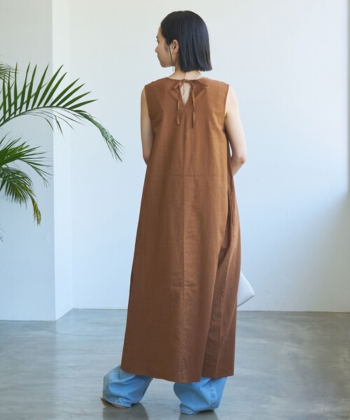 coen（コーエン）の「コットンリネンフレアワンピース（ワンピース・レディース・オレンジ系その他/ブラック/ネイビー・M/L）」の5枚目の写真