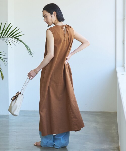 coen（コーエン）の「コットンリネンフレアワンピース（ワンピース・レディース・オレンジ系その他/ブラック/ネイビー・M/L）」の6枚目の写真