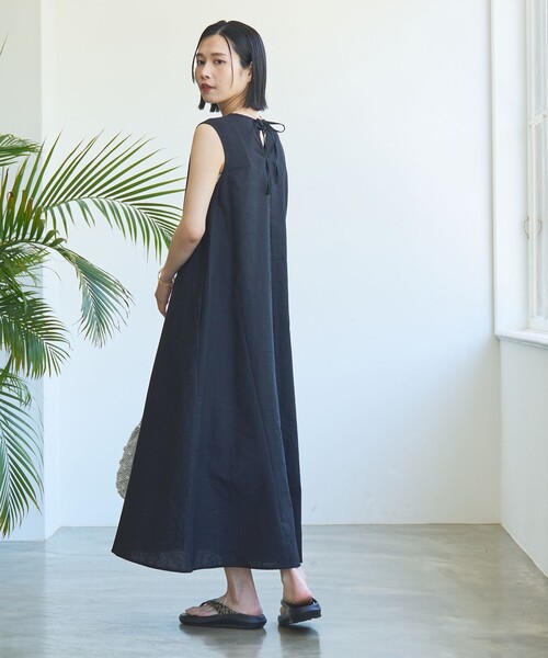 coen（コーエン）の「コットンリネンフレアワンピース（ワンピース・レディース・オレンジ系その他/ブラック/ネイビー・M/L）」の10枚目の写真