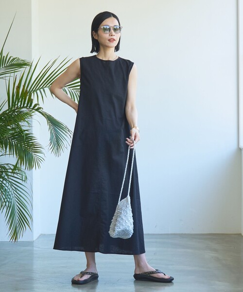 coen（コーエン）の「コットンリネンフレアワンピース（ワンピース・レディース・オレンジ系その他/ブラック/ネイビー・M/L）」の11枚目の写真