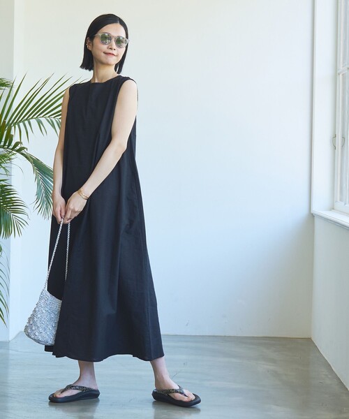 coen（コーエン）の「コットンリネンフレアワンピース（ワンピース・レディース・オレンジ系その他/ブラック/ネイビー・M/L）」の13枚目の写真