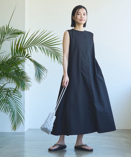 coen（コーエン）の「コットンリネンフレアワンピース（ワンピース・レディース・オレンジ系その他/ブラック/ネイビー・M/L）」の14枚目の写真