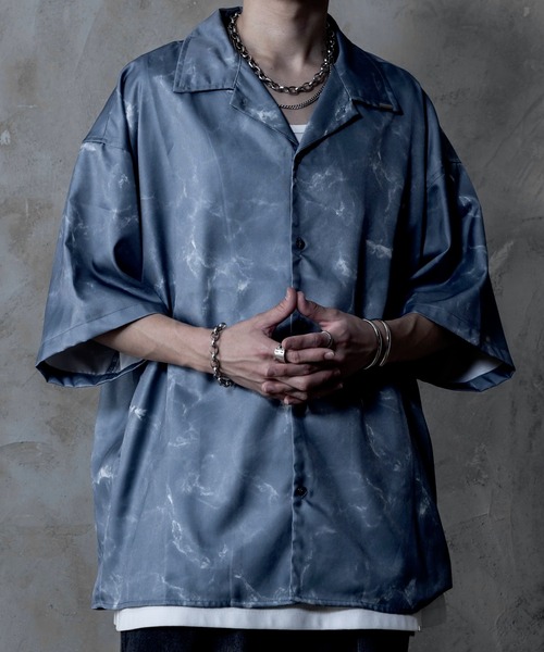 INTER FACTORY(インターファクトリー)の「しの - Marble Open Collar Shirt / マーブル柄オープンカラーシャツ made in INTER FACTORY(シャツ/ブラウス・メンズ・ブラック/ホワイト/チャコールグレー・SMALL/MEDIUM/LARGE)」の17枚目の写真