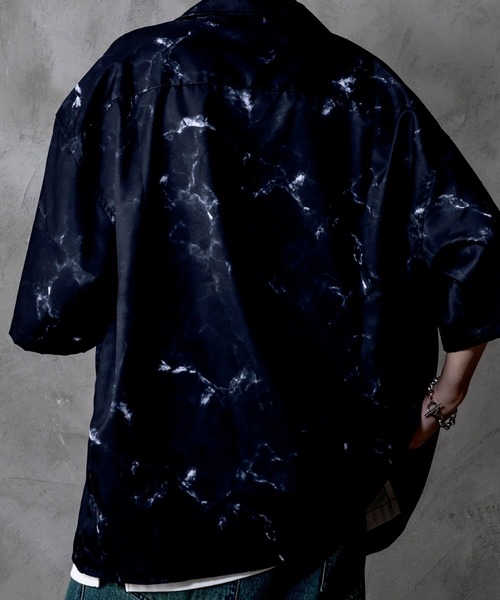 INTER FACTORY(インターファクトリー)の「しの - Marble Open Collar Shirt / マーブル柄オープンカラーシャツ made in INTER FACTORY(シャツ/ブラウス・メンズ・ブラック/ホワイト/チャコールグレー・SMALL/MEDIUM/LARGE)」の11枚目の写真