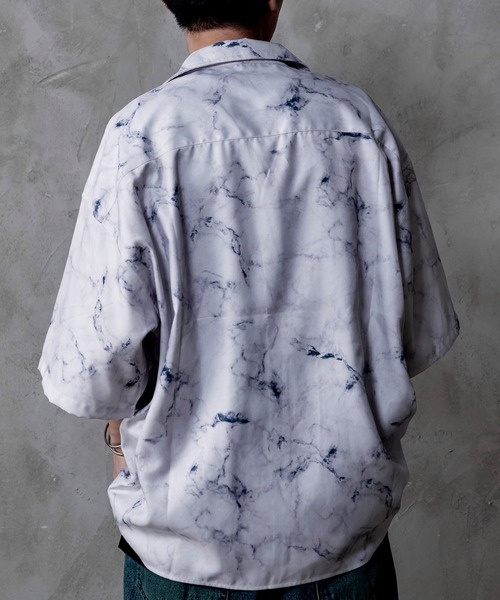 INTER FACTORY(インターファクトリー)の「しの - Marble Open Collar Shirt / マーブル柄オープンカラーシャツ made in INTER FACTORY(シャツ/ブラウス・メンズ・ブラック/ホワイト/チャコールグレー・SMALL/MEDIUM/LARGE)」の8枚目の写真