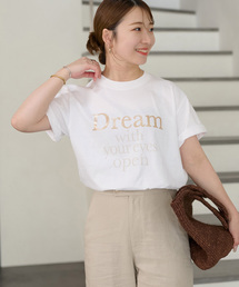 《再入荷!》1枚でおしゃれ感が漂う。箔プリントハーフスリーブロゴTEE