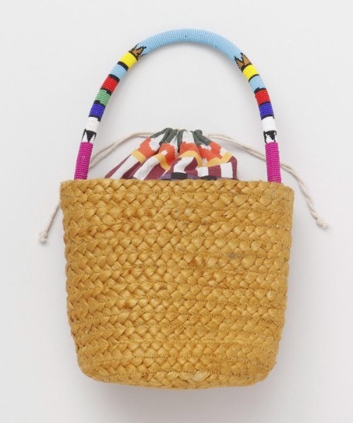 チャイハネ（チャイハネ）の「【チャイハネ】アフリル巾着かごバッグ（かごバッグ・レディース・ブラウン/イエロー・FREE）」の7枚目の写真