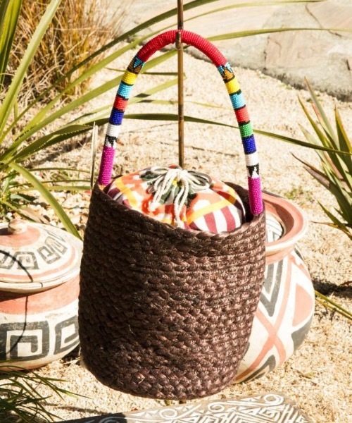 チャイハネ（チャイハネ）の「【チャイハネ】アフリル巾着かごバッグ（かごバッグ・レディース・ブラウン/イエロー・FREE）」の12枚目の写真