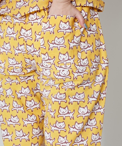 チャイハネ(チャイハネ)の「【チャイハネ】さすらいネコおかか ブロックプリントエステコ(その他パンツ・メンズ・マスタード/ネイビー・FREE)」の3枚目の写真