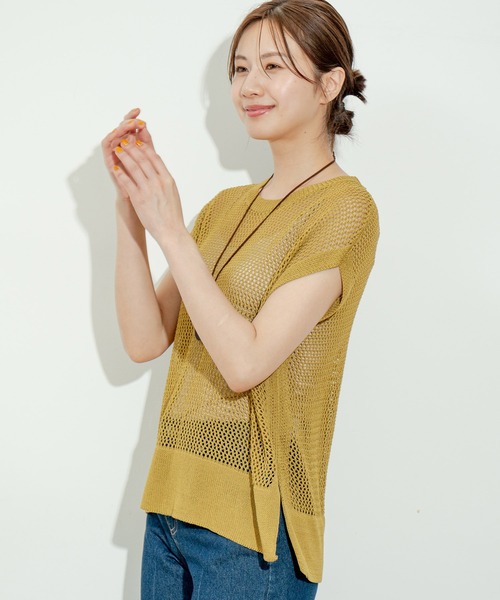 Jayro(ジャイロ)の「かぎ針編みニットノースリプルオーバー(Tシャツ/カットソー・レディース・ライトグレー/ホワイト系その他/ライトグリーン/ブラック/ブルー・FREE)」の21枚目の写真