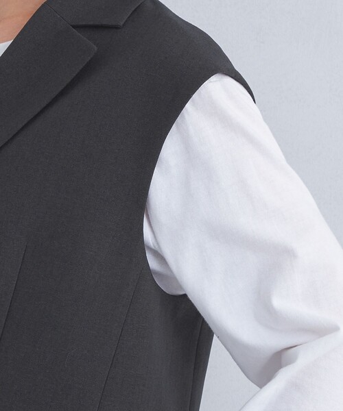 ツイードライク ジレ -マシンウォッシャブル・ストレッチ・防シワ・帯電防止-