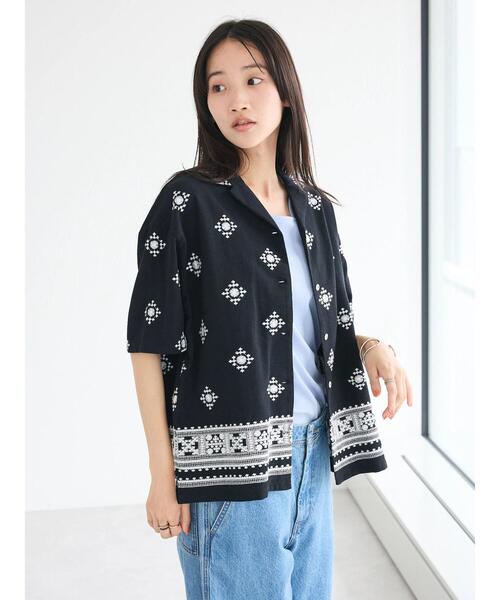 CRAFT STANDARD BOUTIQUE(クラフトスタンダードブティック)の「パネル刺繍開襟シャツ(シャツ/ブラウス・レディース・ブラック/オフホワイト・FREE)」の17枚目の写真