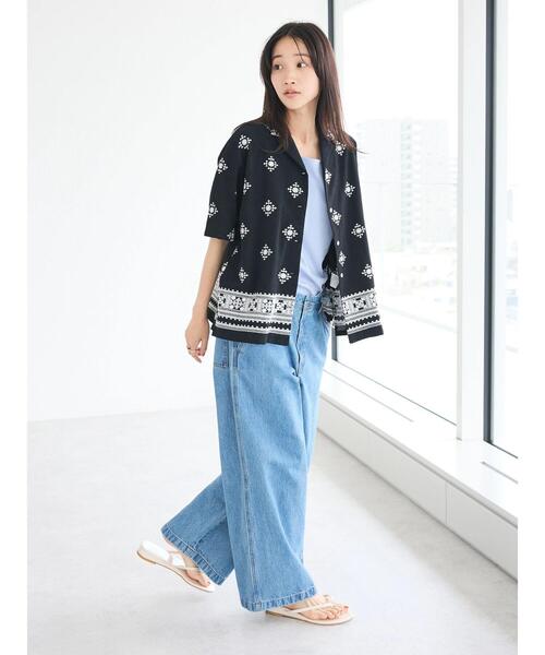 CRAFT STANDARD BOUTIQUE(クラフトスタンダードブティック)の「パネル刺繍開襟シャツ(シャツ/ブラウス・レディース・ブラック/オフホワイト・FREE)」の20枚目の写真