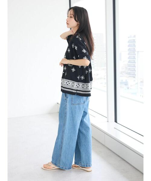 CRAFT STANDARD BOUTIQUE(クラフトスタンダードブティック)の「パネル刺繍開襟シャツ(シャツ/ブラウス・レディース・ブラック/オフホワイト・FREE)」の21枚目の写真