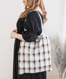 CLETTE（クレット）の「ロゴ刺繍チェック柄トートバッグ（トートバッグ）」