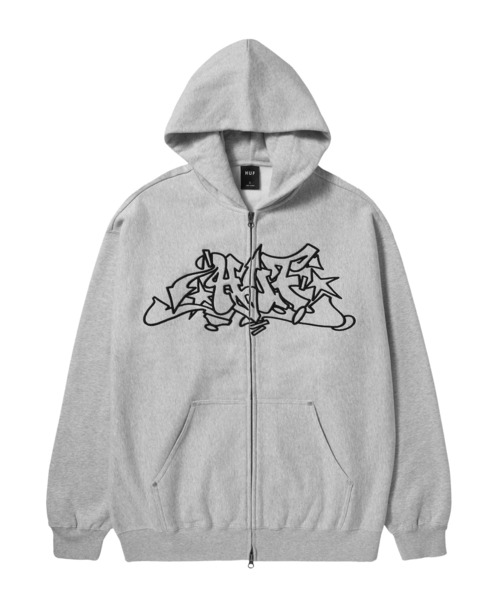 HUF(ハフ)の「OUTLINES HEAVY WEIGHT FULL ZIP FLEECE / HUF ハフ フルジップパーカー ジップアップ(パーカー・メンズ・ブラウン/ヘザーグレー・SMALL/MEDIUM/LARGE/X-LARGE/XX-LARGE)」の12枚目の写真