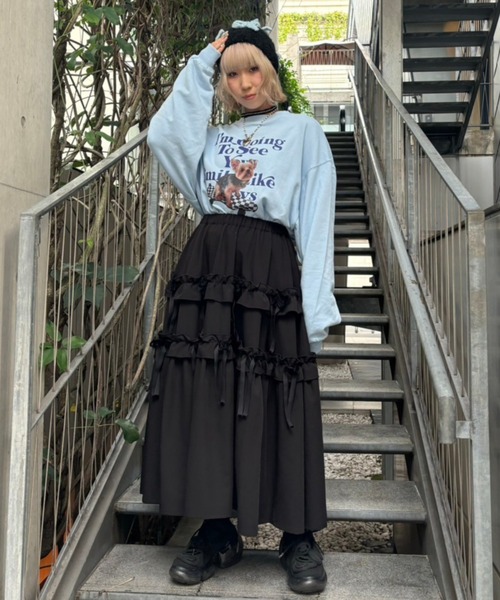 Candy Stripper（キャンディストリッパー）の「TINY RIBBON TIERED スカート（スカート・レディース・ベージュ/レッド/ブラック・2）」の11枚目の写真