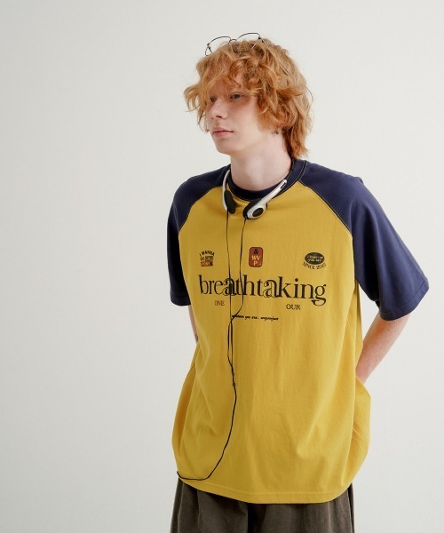WV PROJECT(ダブリューブイプロジェクト)の「【WV PROJECT】Bright raglan 12sleeve t-shirts / MJST7726(Tシャツ/カットソー・メンズ・ライトグレー/ブラック/ブルー系/イエロー系/ピンク系・LL/M/L)」の4枚目の写真
